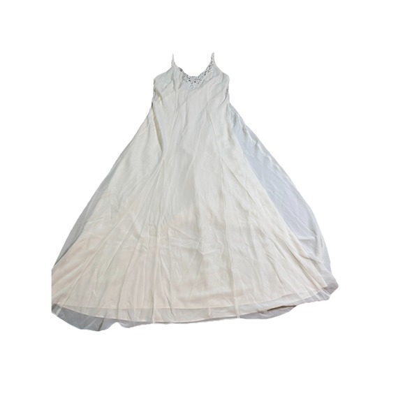 VALERIE STEVENS INTIMATES Small Maxi Nightgown Ivory Chiffon Satin Y2K Lined - Picture 1 of 10